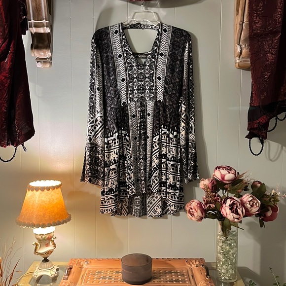 Free People Tegan Border Printed mini-dress Size 8 - Picture 2 of 7